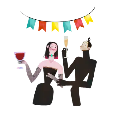 Cartoon Icon of a couple drinking a cocktail from the Ruby's mobile bar