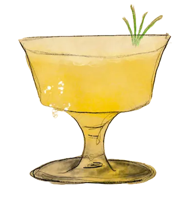 Artistic drawing of the Garden of Eden cocktail