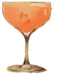 Drawing of a cocktail called Les Depues Oscura whioch means light after dark in spanish