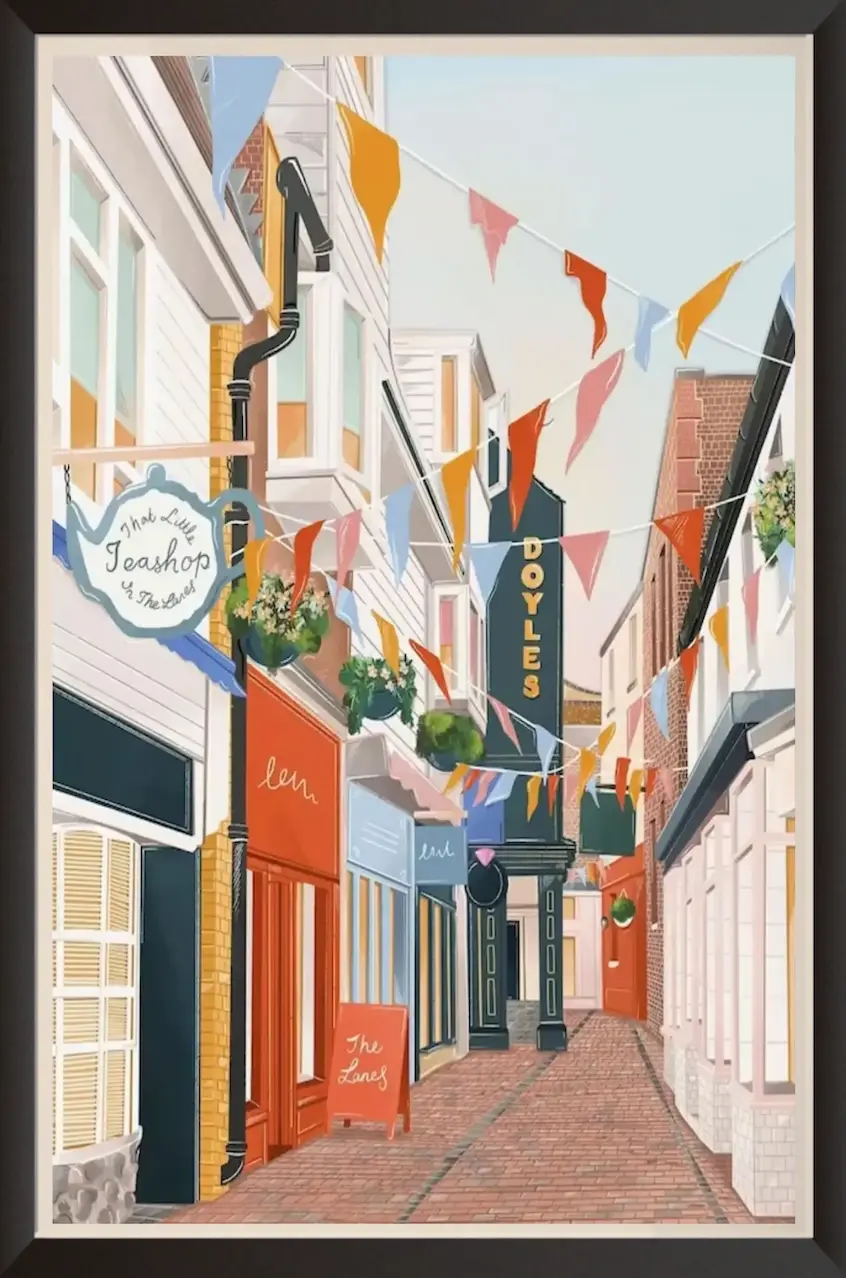 Artwork of the city of Nottinham in a picture frame