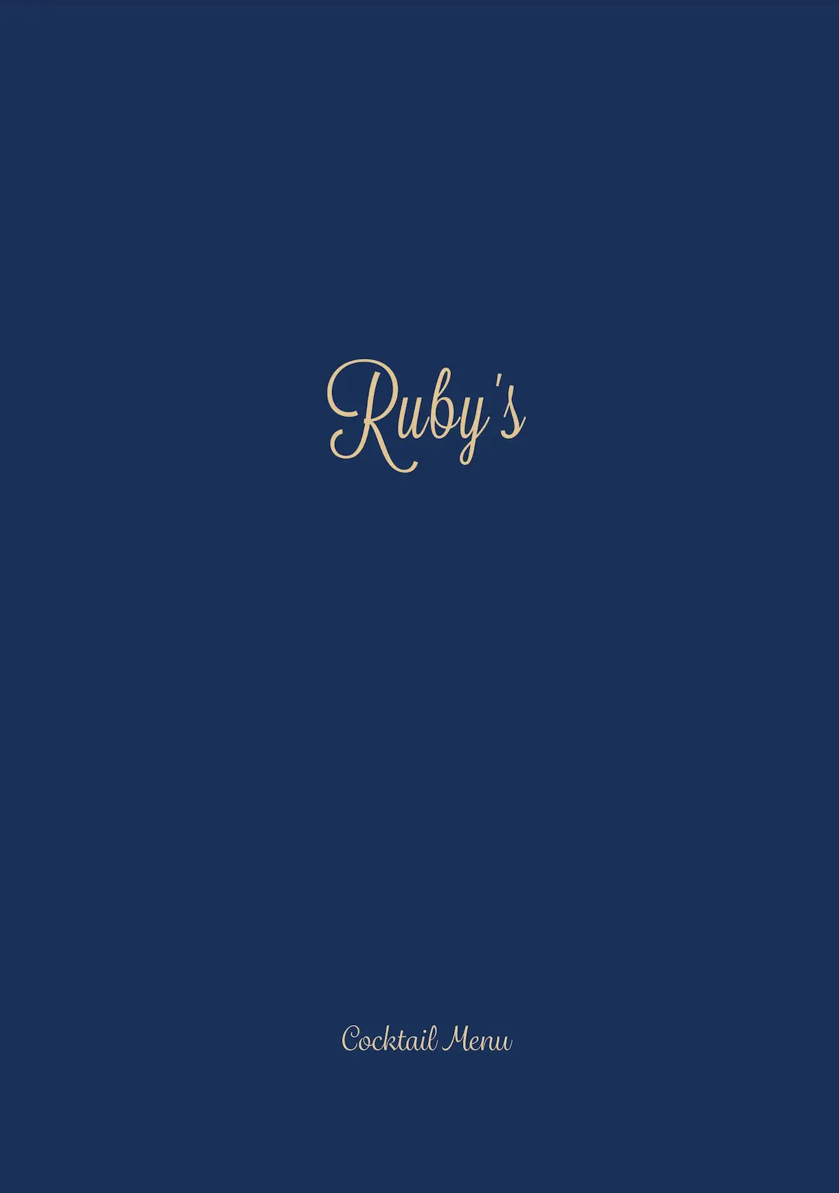 Cover of the Ruby's cocktail menu
